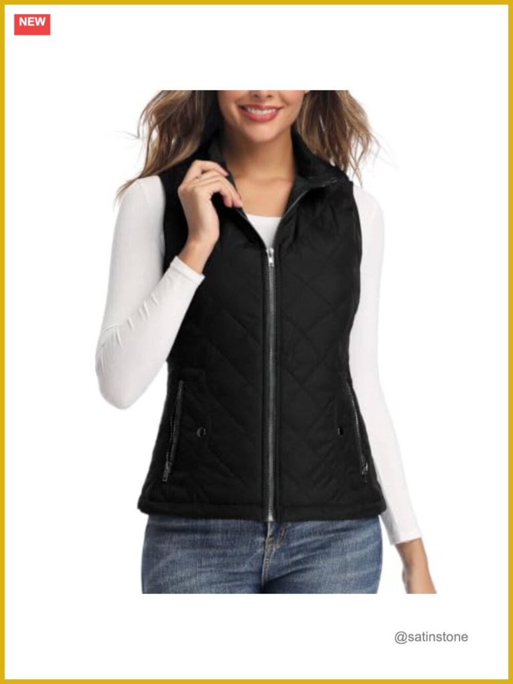 Women's Longking Quilted Puffer Vest Lightweight Packable Gilet